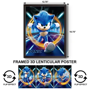3DPWF-068 Cartoon - Sonic Framed Poster