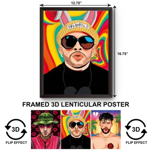 3DPWF-087 Music - Bad Bunny Framed Poster