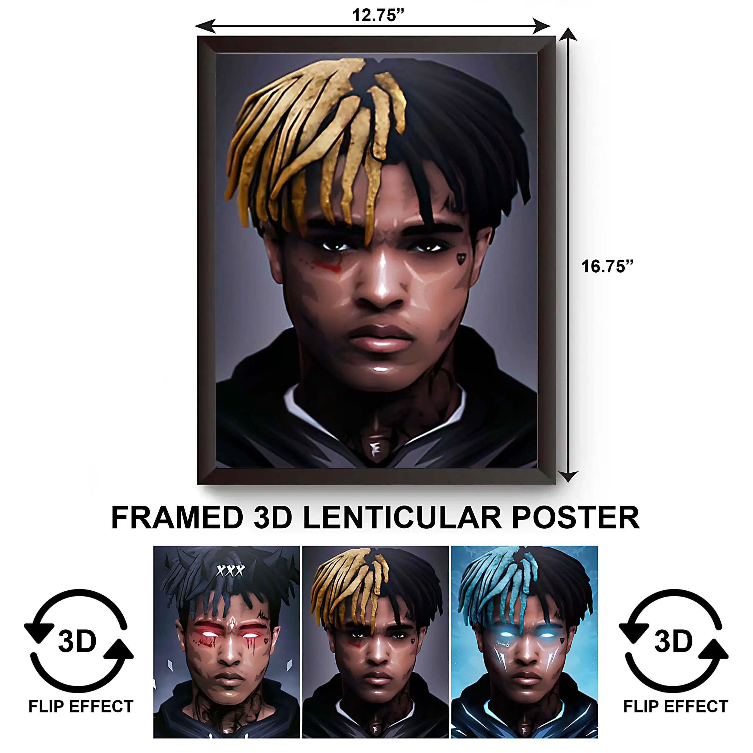 3DPWF-088 Music - Rapper XXX Tentacion Framed Poster