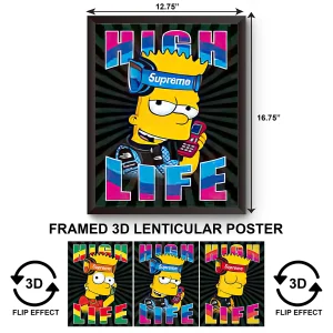 3DPWF-093 Cartoon - Simpsons Bart High Life Framed Poster