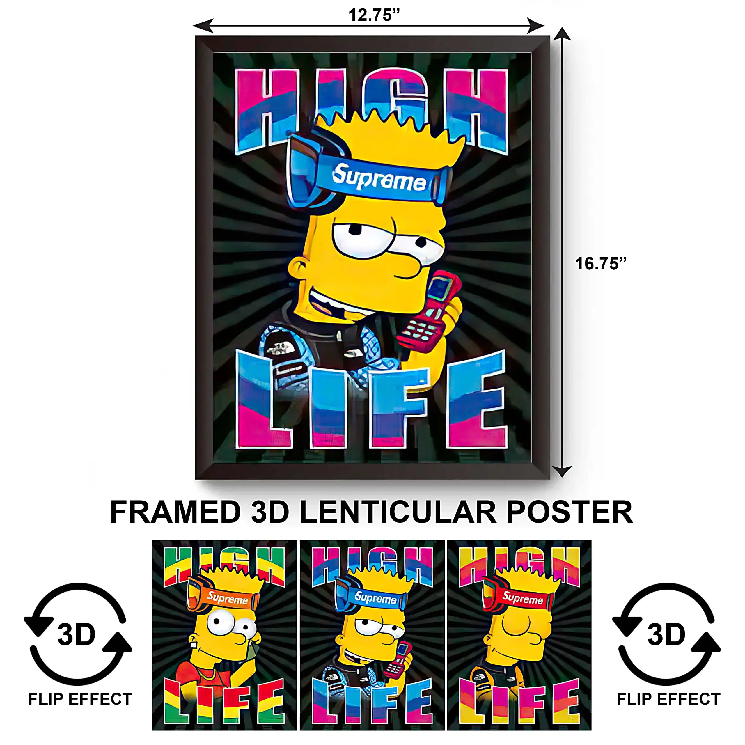 3DPWF-093 Cartoon - Simpsons Bart High Life Framed Poster