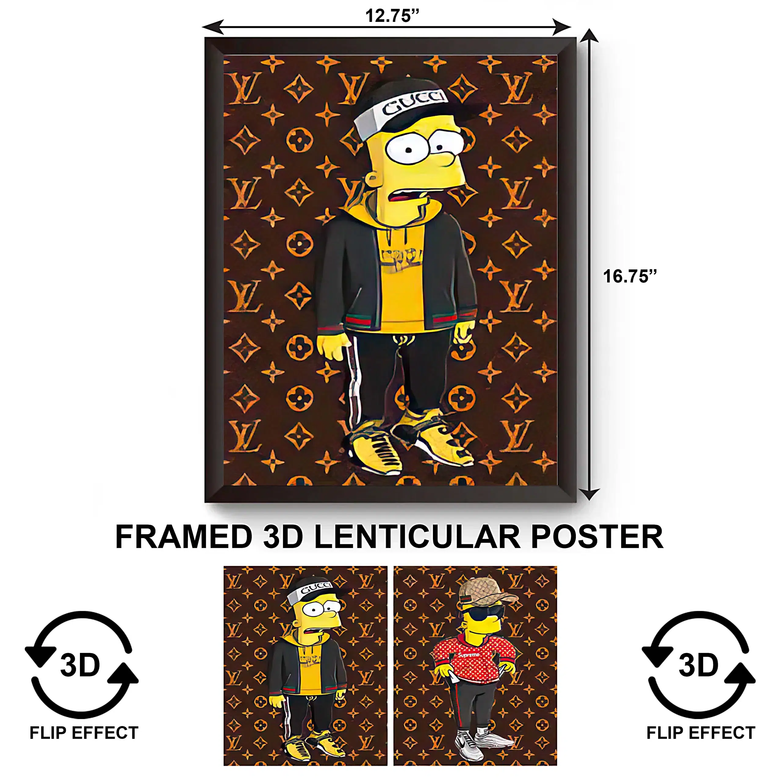 3DPWF-094 Cartoon - Simpsons Bart Gucci Framed Poster