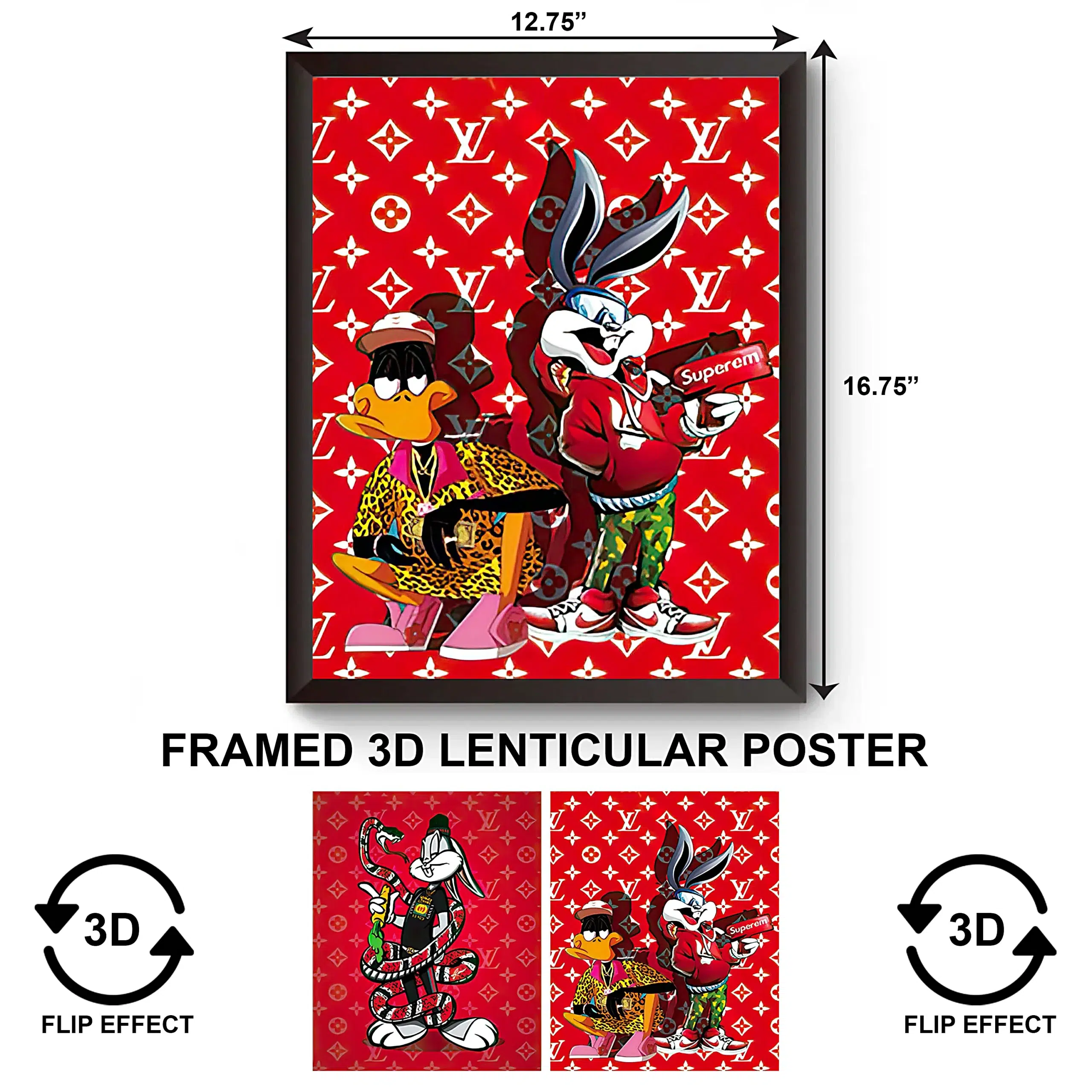 3DPWF-095 Cartoon - Bugs Bunny & Daffy Duck Framed Poster