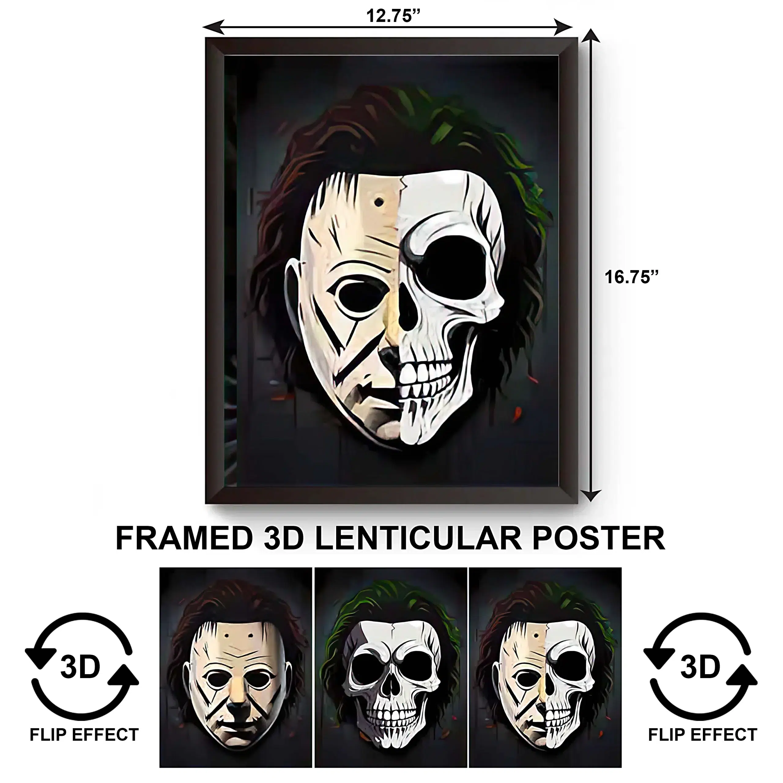 3DPWF-099 Movies - Michael Myers - Skull Joker Framed Poster