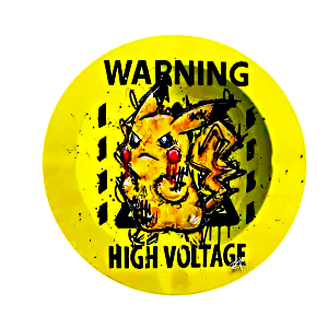 ASH021 Tin Ashtray 5.5"x5.5" Pokemon Pikachu Warning High Voltage