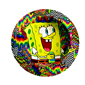 ASH028 Tin Ashtray 5.5"x5.5"  Sponge Bob Happy