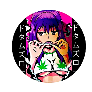 ASH041 Tin Ashtray 5.5"x5.5" Purple Hair Weed Girl