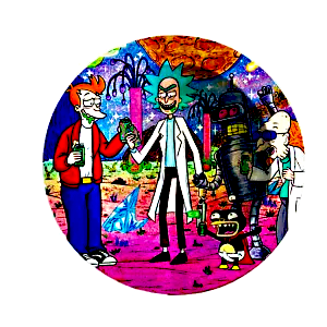 ASH051 Tin Ashtray 5.5"x5.5" Rick and Friends