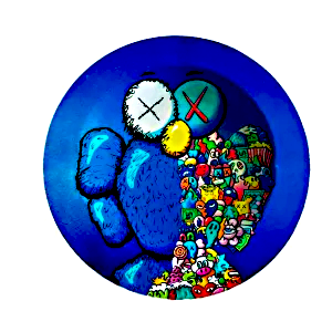 ASH052 Tin Ashtray 5.5"x5.5" Blue KAWS
