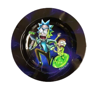 ASH054 Tin Ashtray 5.5"x5.5" Rick and Morty with Gun