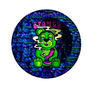 ASH061 Tin Ashtray 5.5"x5.5" Stoned Green Bear