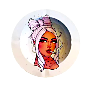 ASH062 Tin Ashtray 5.5"x5.5" Get Lost Girl Blonde Smoking