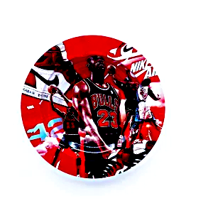 ASH066 Tin Ashtray 5.5"x5.5" Bulls 23 Michael Jordan