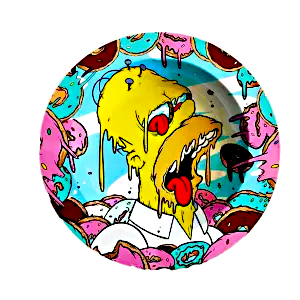 ASH075 Tin Ashtray 5.5"x5.5" Homer Donut World