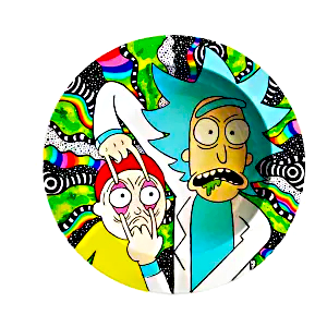ASH077 Tin Ashtray 5.5"x5.5" Rick and Morty Duo