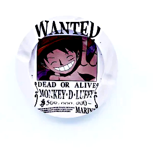 ASH083 Tin Ashtray 5.5"x5.5" Anime Wanted Monkey D. Luffy
