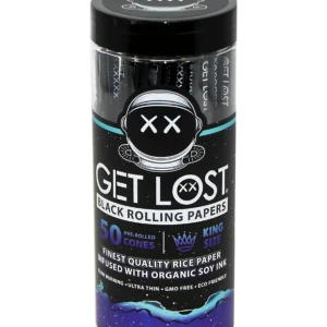BPRCJ-KS-004 – Get Lost Black Pre-Rolled Cones King Size (50 Count Jar)