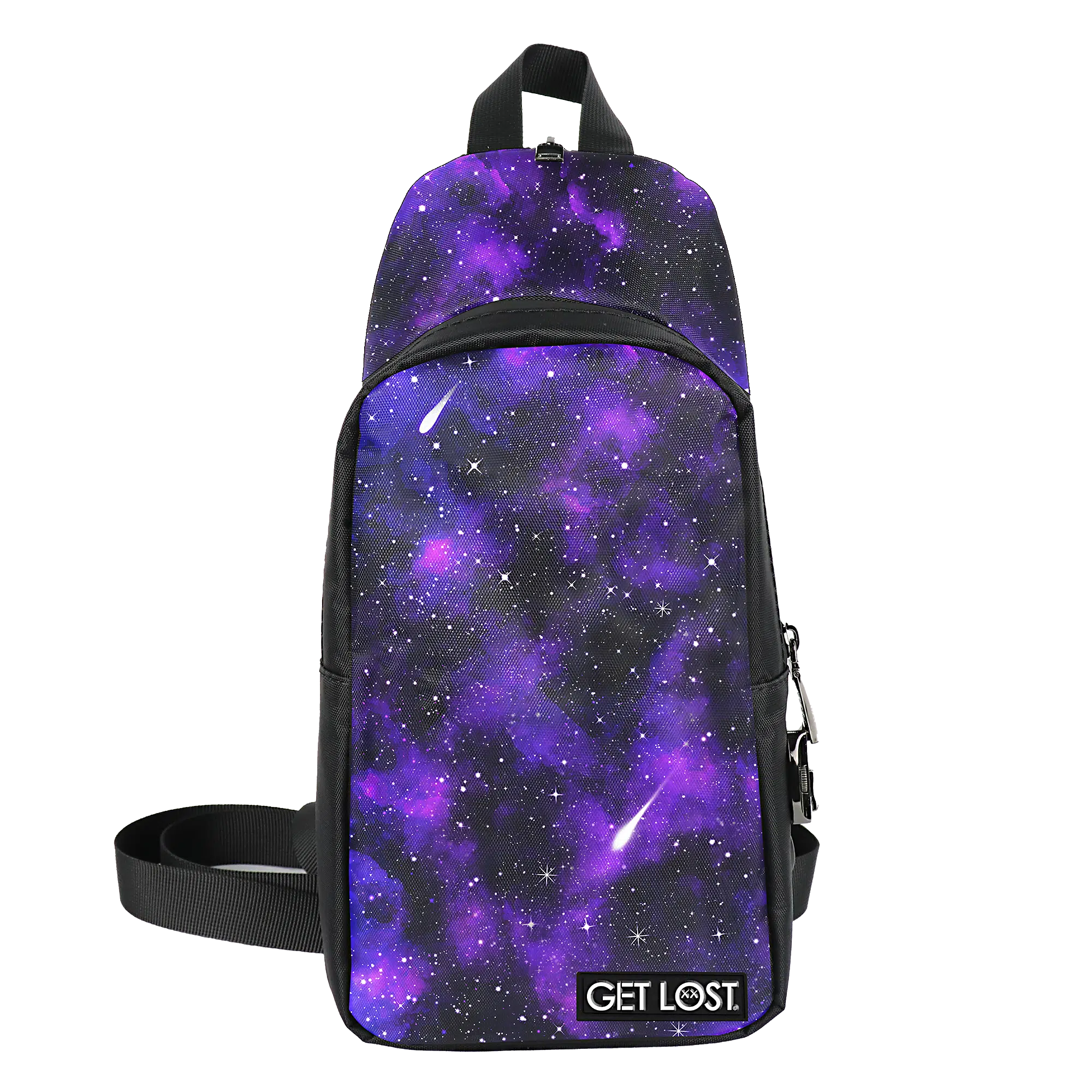 CB-SL-009 Get Lost Saffiano Leather Smell-Proof Premium Convertible Bag (Purple Galaxy)