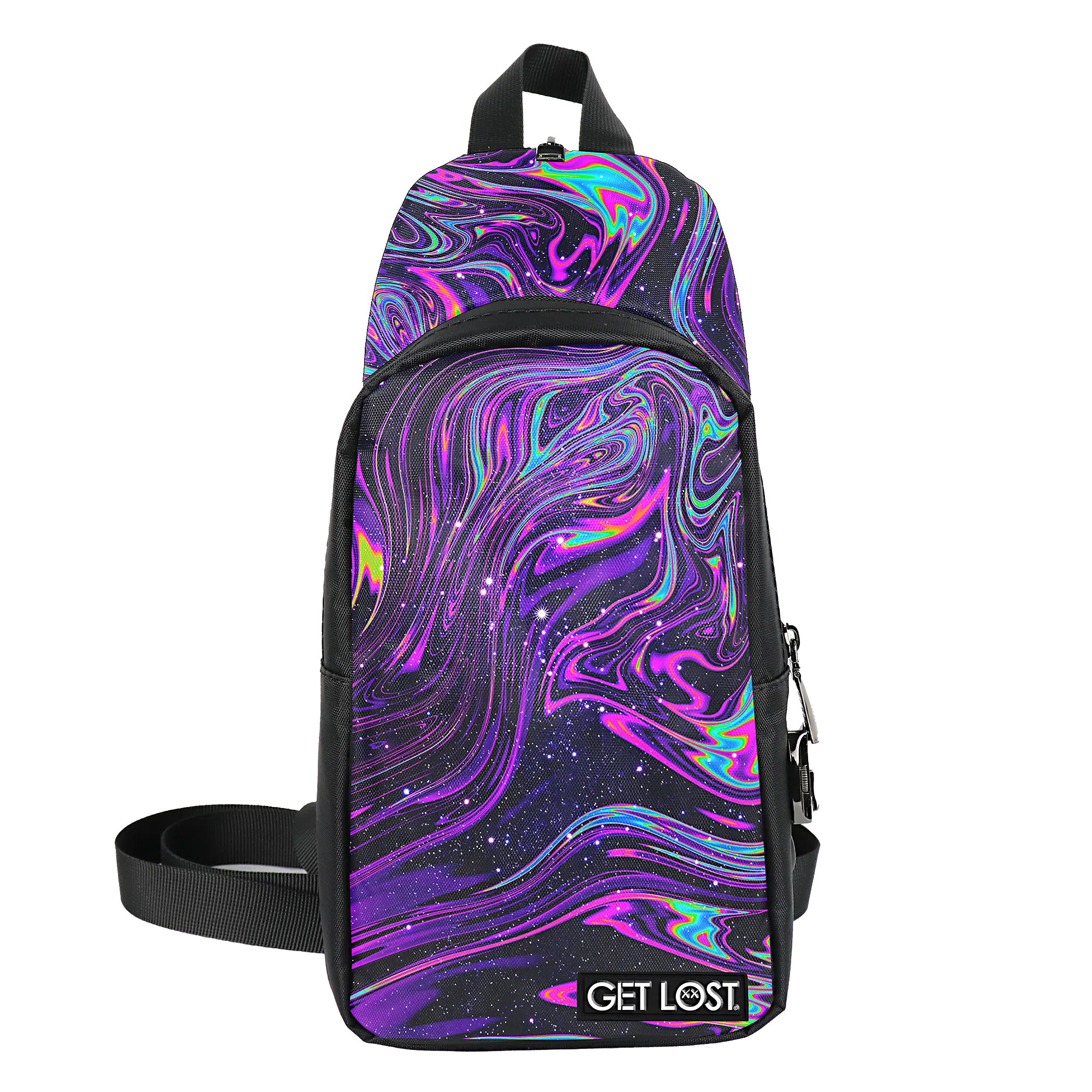 CB-SL-010 Get Lost Saffiano Leather Smell-Proof Premium Convertible Bag (Trippy Galaxy)
