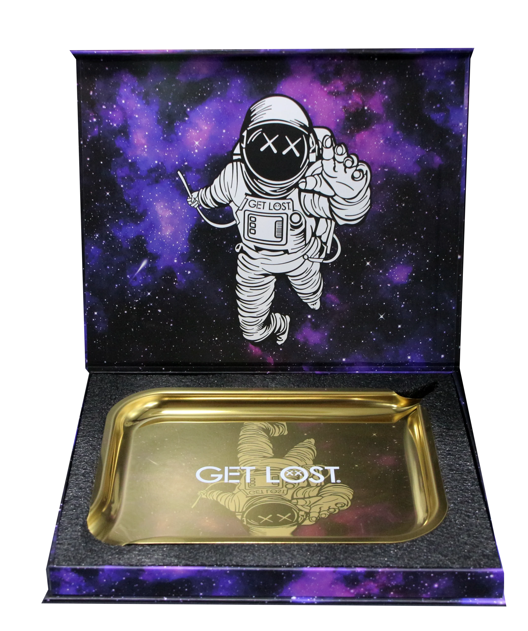 PSST-005 Get Lost Premium Stainless Steel Rolling Tray with Funnel (Gold) - Image 7
