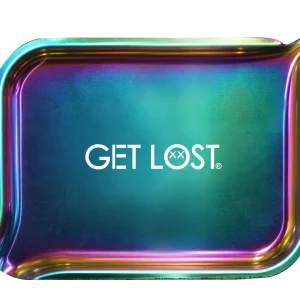 PSST-001 Get Lost Premium Stainless Steel Rolling Tray with Funnel (Rainbow)