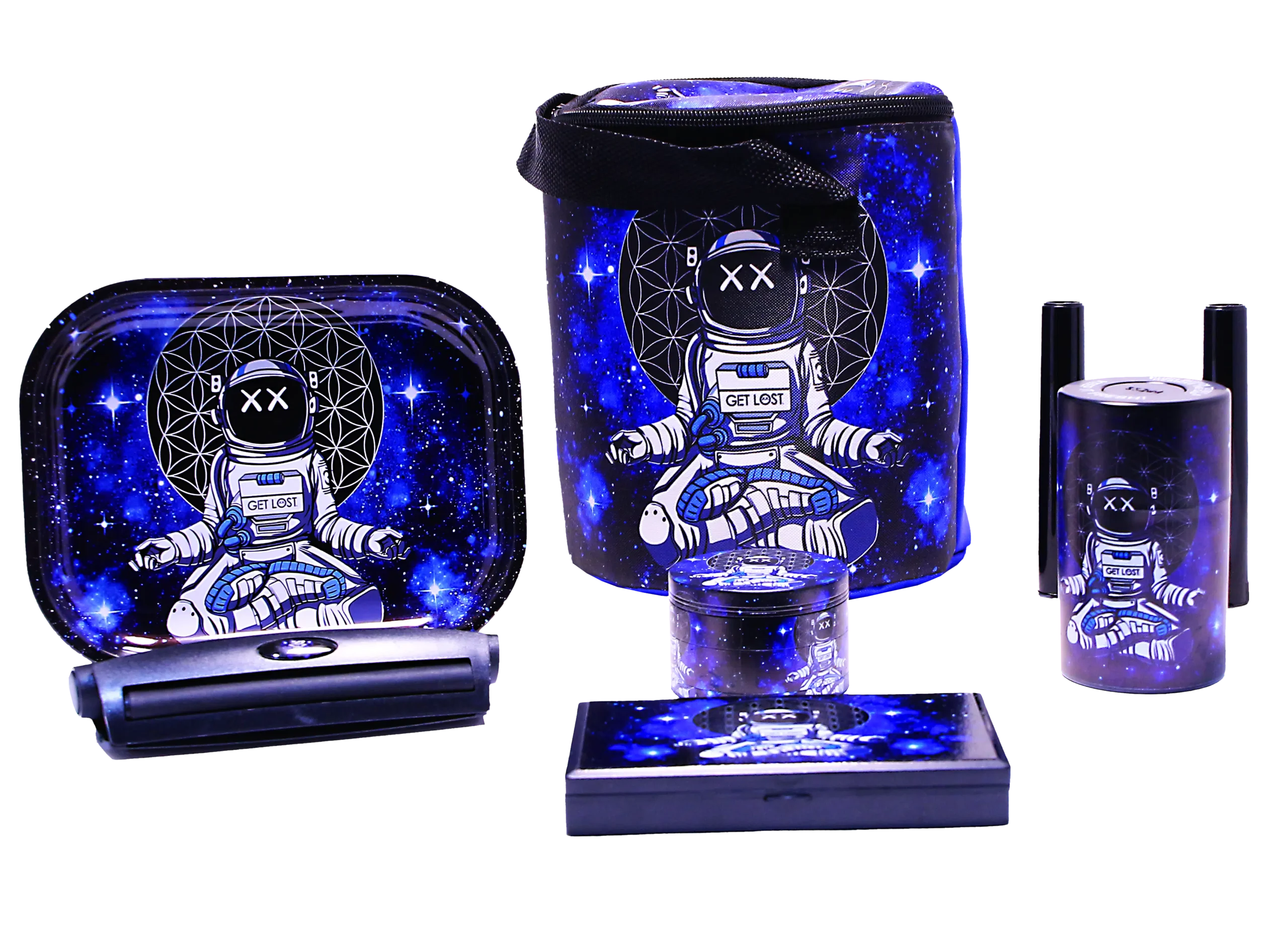 SB-GS-001 - Get Lost 7-in-1 Scale Bag Gift Set – Premium Smoking Essentials All-in-One (Astronaut Meditating)