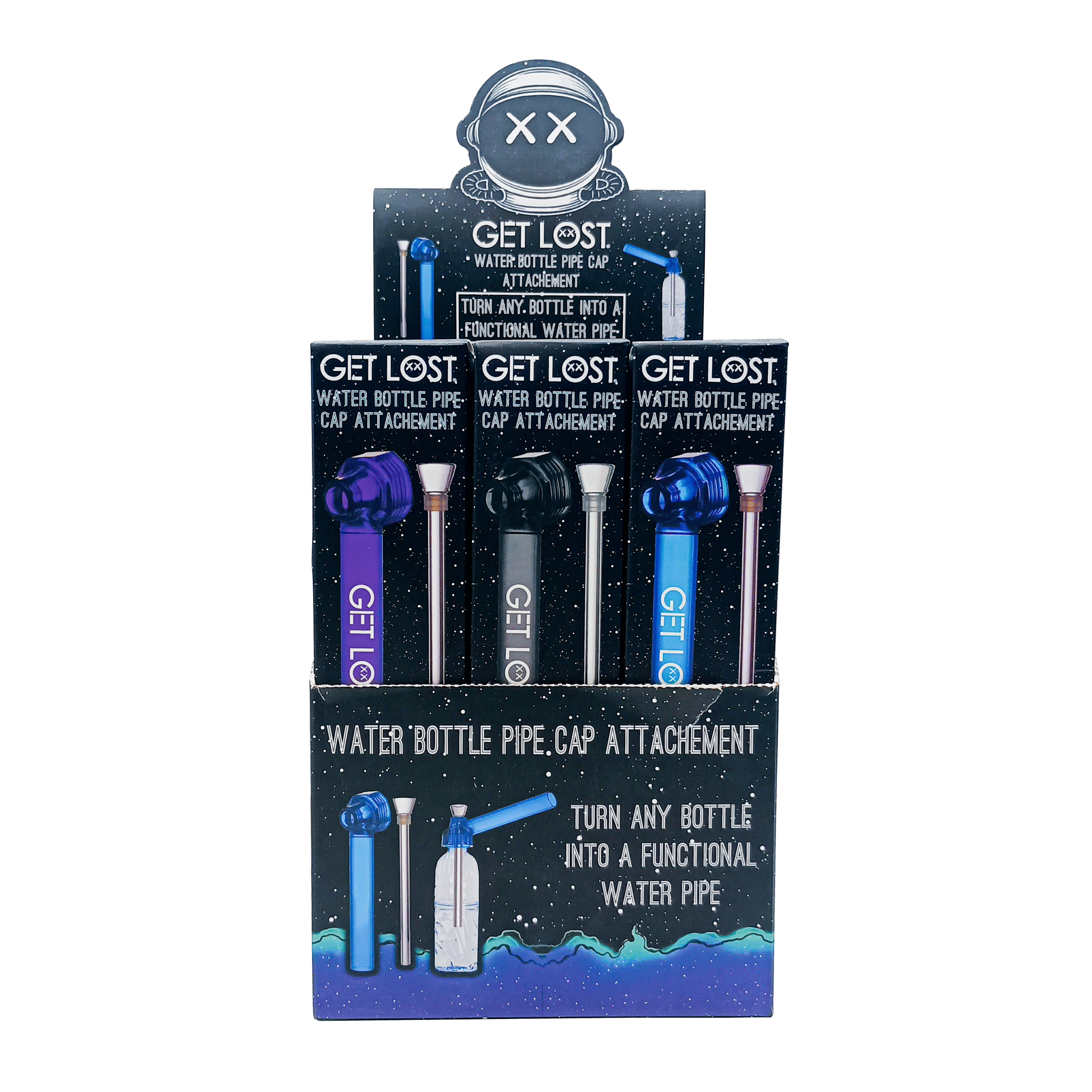 WBCA-12PK-001 Water Bottle Pipe Cap Attachment (12 Count)