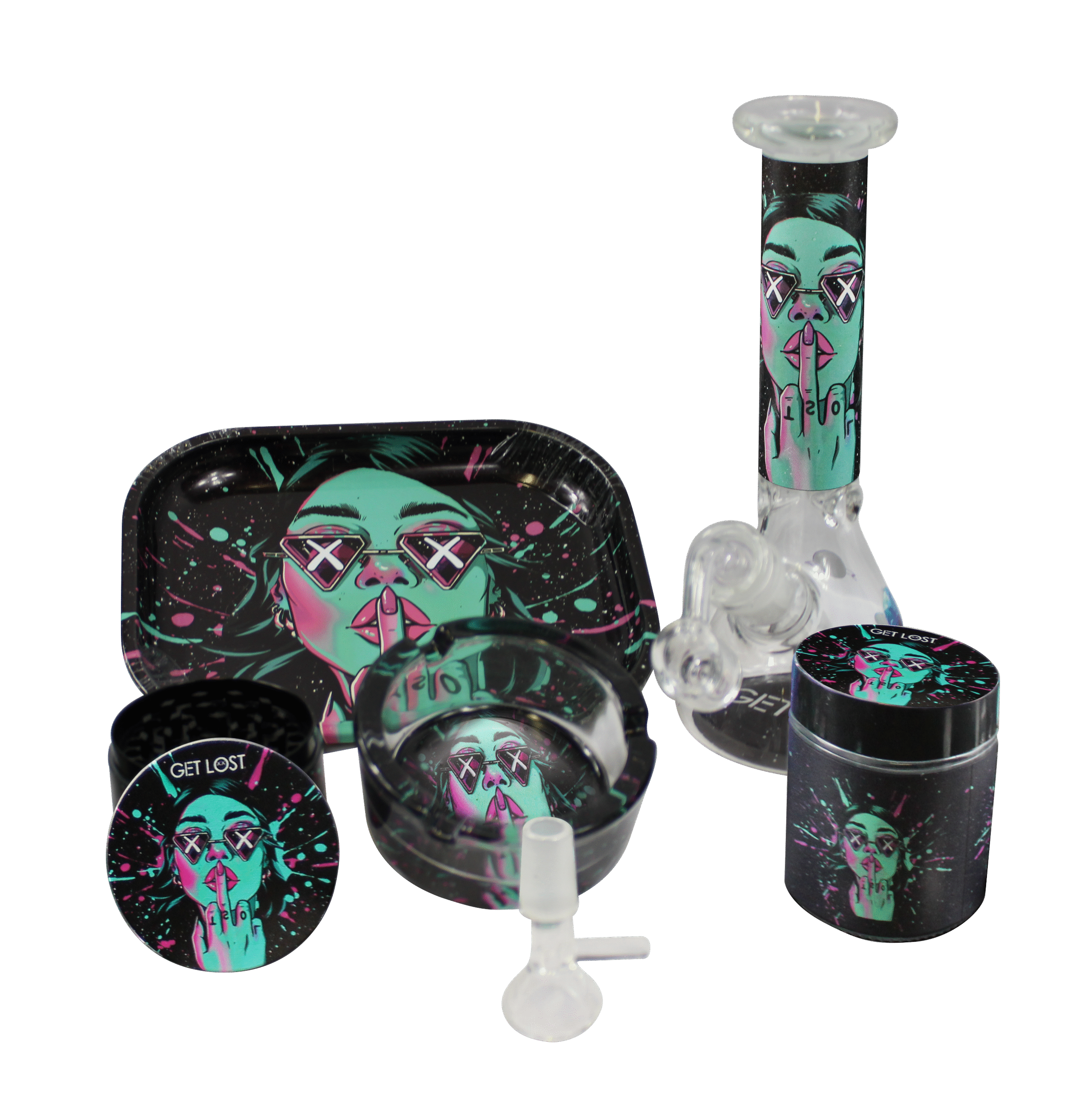 WP-GS-003 - Water Pipe Gift Set (8 in 1) (Green Girl Middle Finger)