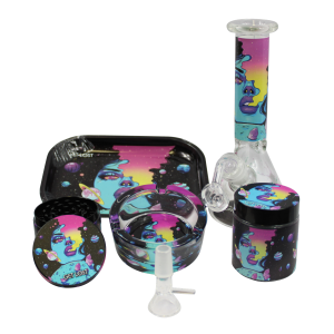 WP-GS-004 - Water Pipe Gift Set (8 in 1) (Galaxy Blue Girl Smoking)