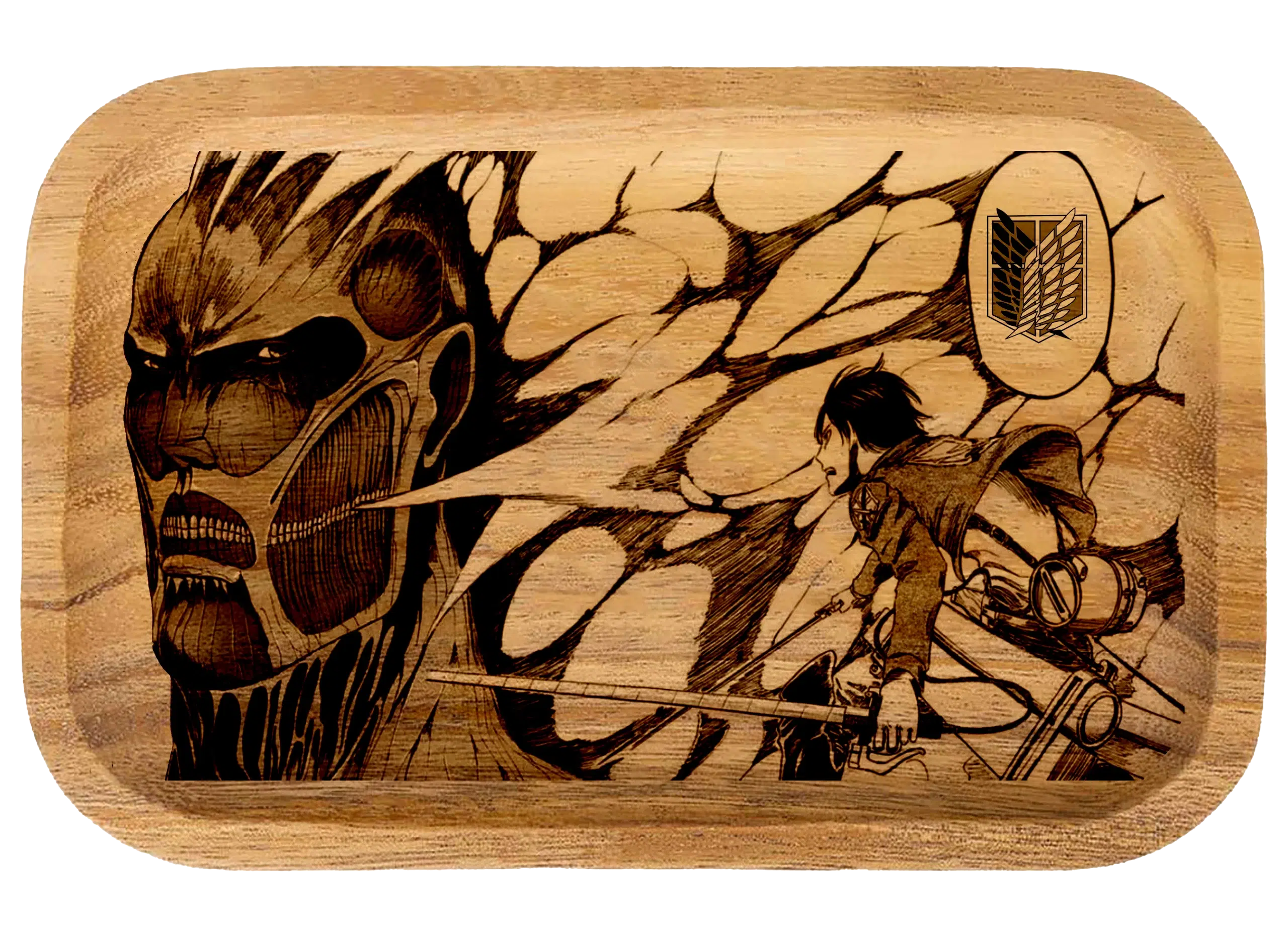 WT001 Wooden Tray - Attack on Titan 11"x7"x1"