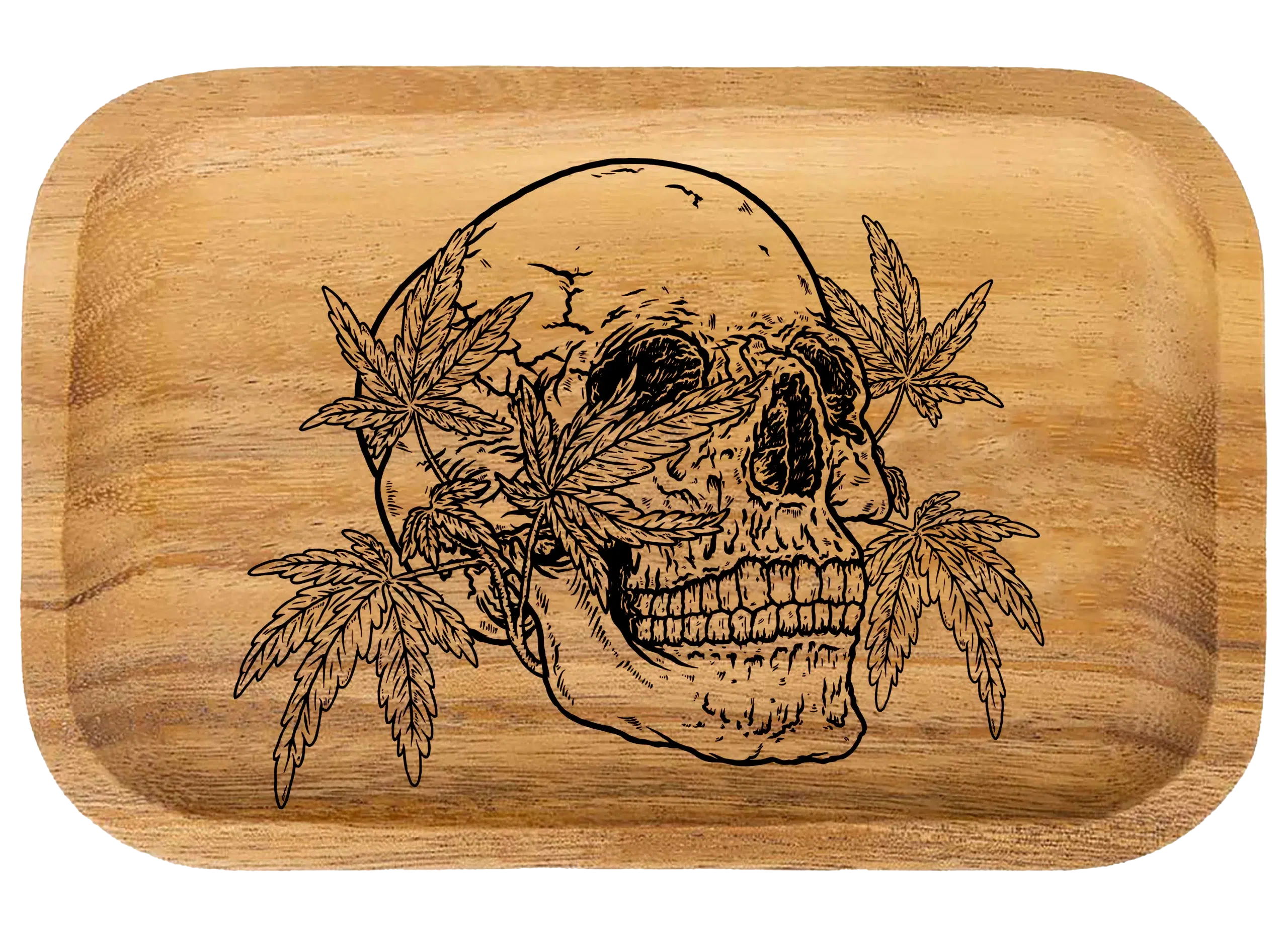 WT017_Wooden Tray - Skull 11"x7"x1"