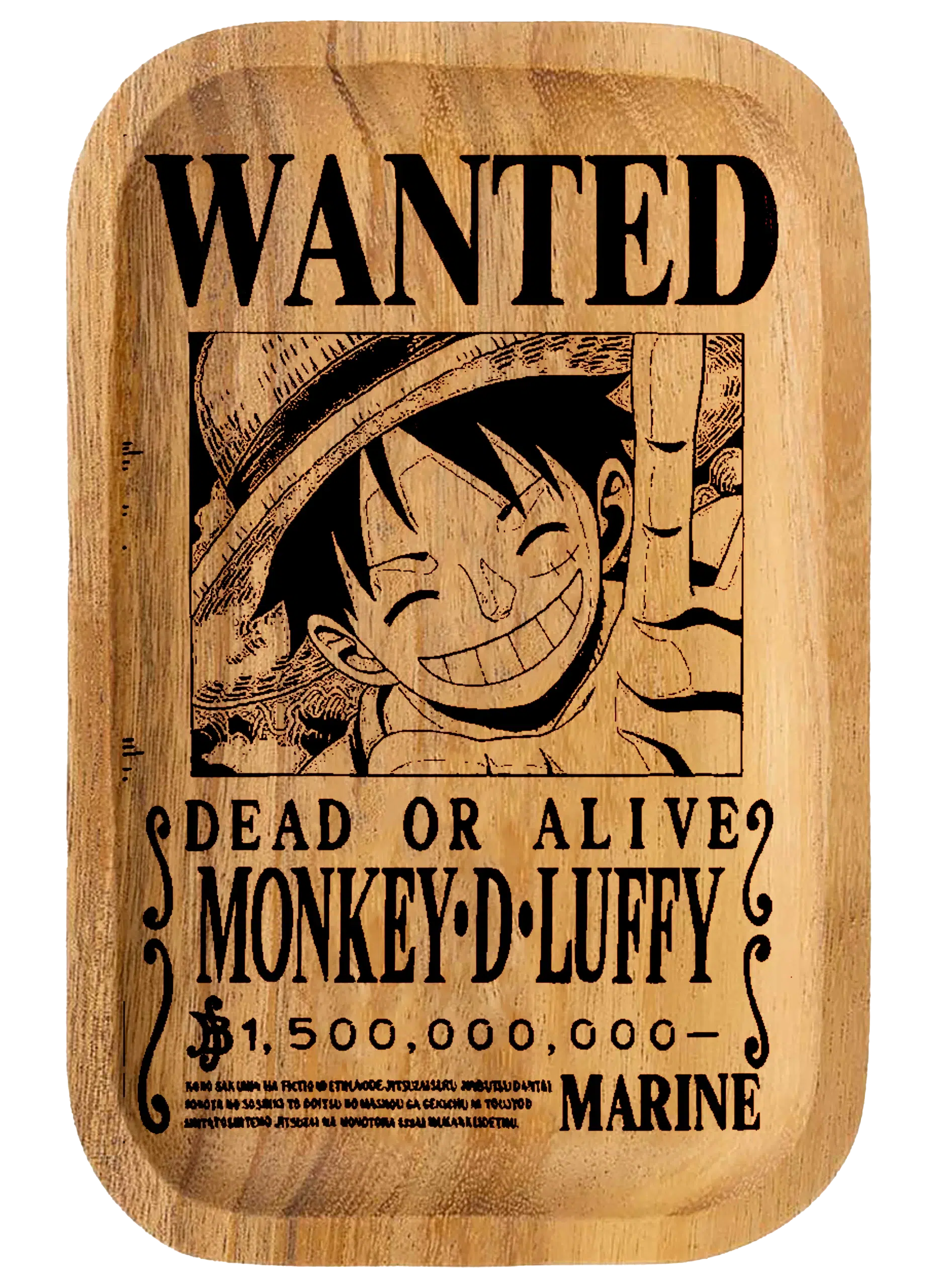 WT018_Wooden Tray - Wanted Monkey D Luffy 11"x7"x1"